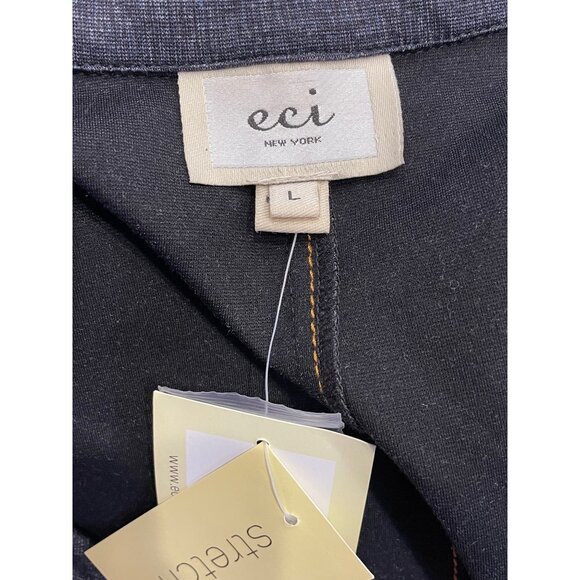 Eci New York NWT Womens Double-Breasted Jacket Grey Contrast Stitching Sz Large - Picture 4 of 11